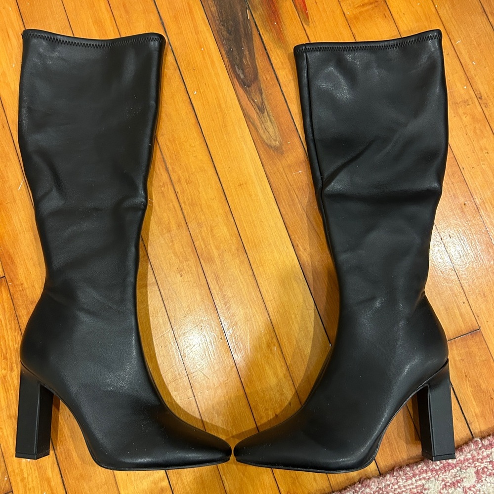 Steve Madden Aria Black Wide Calf Boots